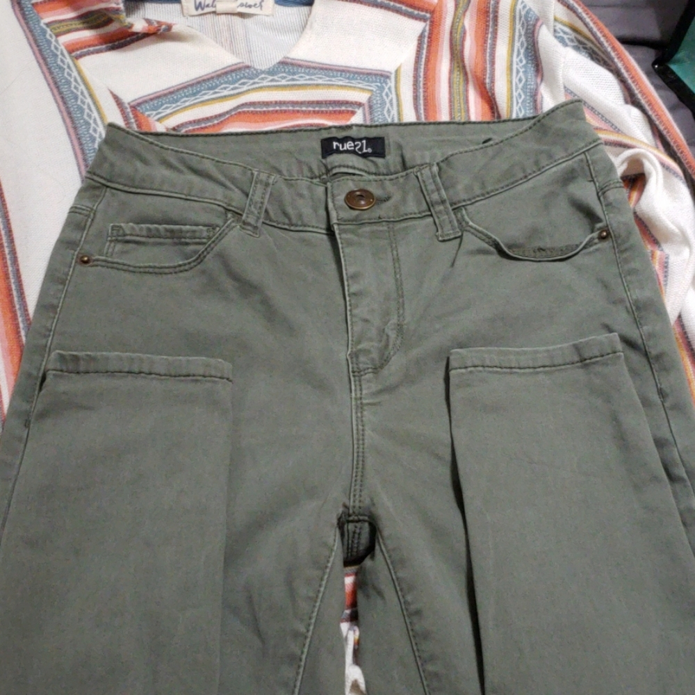Olive green skinny jeans